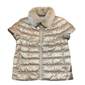 NWT Martha Stewart Down Puffer Jacket Vest Toasted Taupe Quilted Sz S